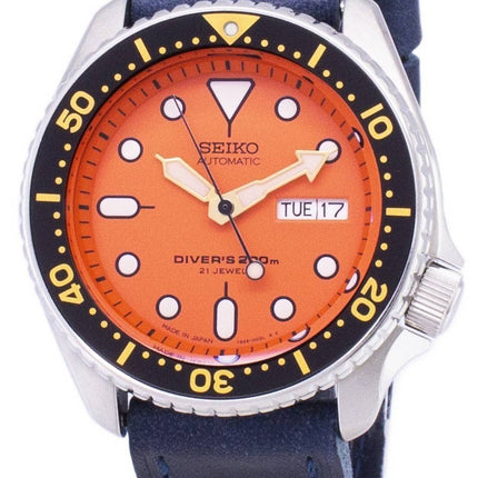 Seiko automatiske SKX011J1-LS13 dykkerens 200M mørk blå læder rem Herreur