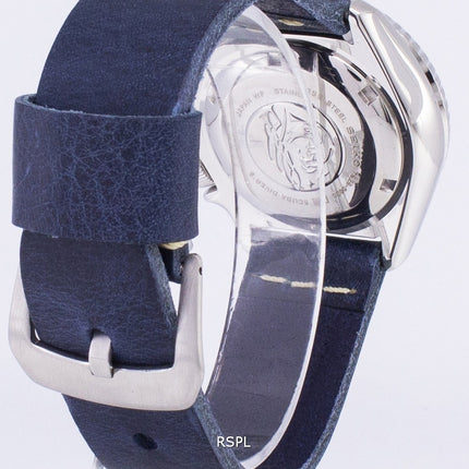 Seiko automatiske SKX011J1-LS15 dykkerens 200M mørk blå læder rem Herreur