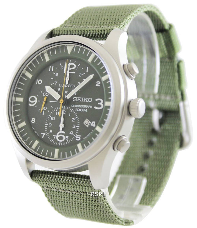Seiko Chronograph Khaki Nylon rem SNDA27P1 SNDA27P Herreur