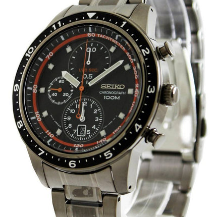 Seiko Chronograph 100M sort falsen SNDF41P1 SNDF41P