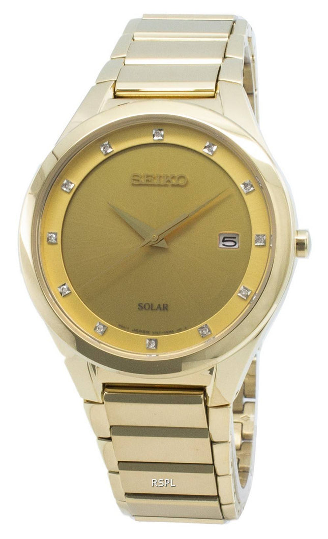 Seiko Solar SNE384 SNE384P9 SNE384P Diamond Accents Women Watch