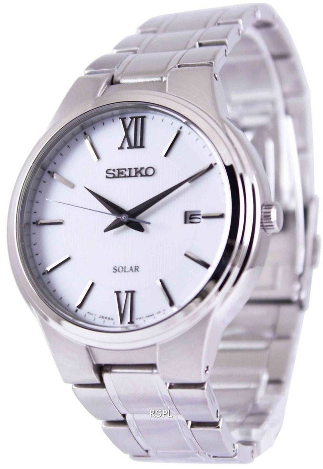 Seiko Solar hvid skive SNE385P1 SNE385P Herreur