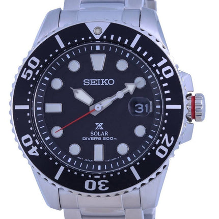 Seiko Prospex Padi Sort urskive Rustfrit stÃ¥l Solar Diver',s SNE551 SNE551P1 SNE551P 200M Herreur