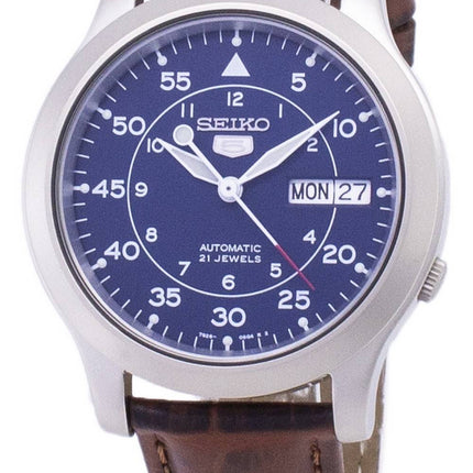 Seiko 5 militær SNK807K2-SS2 automatiske brune læder rem Herreur