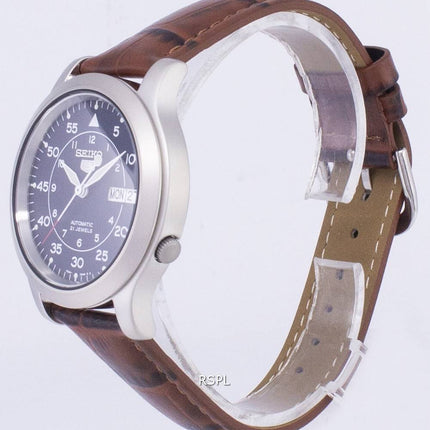 Seiko 5 militær SNK807K2-SS2 automatiske brune læder rem Herreur