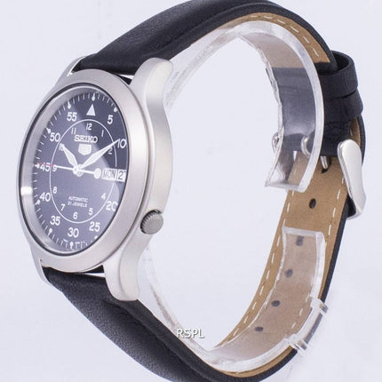 Seiko 5 militær SNK807K2-SS3 automatisk sort læder rem Herreur