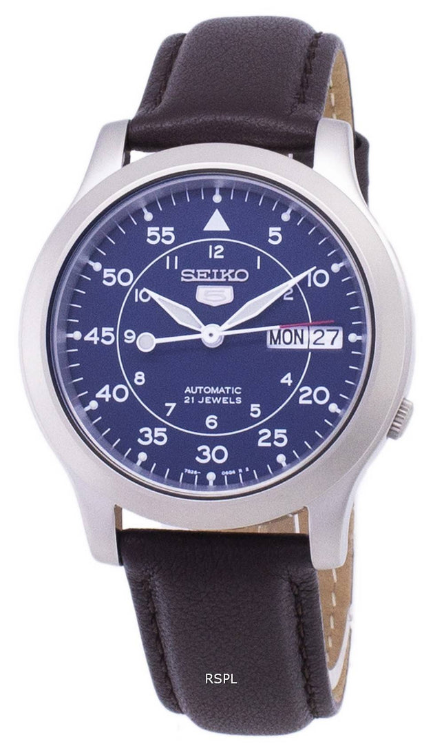 Seiko 5 militær SNK807K2-SS4 automatiske brune læder rem Herreur