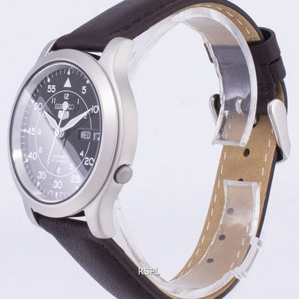 Seiko 5 militær SNK809K2-SS4 automatiske brune læder rem Herreur