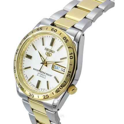 Seiko 5 Tofarvet rustfrit stål hvid skive 21 juveler automatisk SNKE04J1 unisex ur