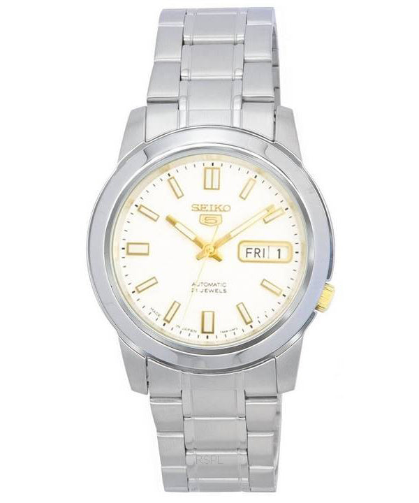 Seiko 5 rustfrit stål hvid skive automatisk SNKK07 SNKK07J1 SNKK07J herreur