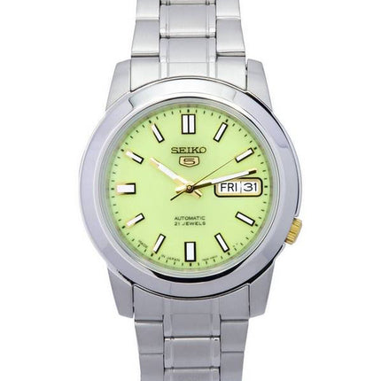 Renoveret Seiko 5 rustfrit stål grøn urskive automatisk SNKK19 SNKK19J1 SNKK19J herreur