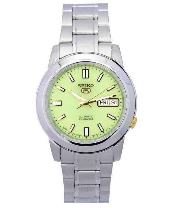 Renoveret Seiko 5 rustfrit stål grøn urskive automatisk SNKK19 SNKK19J1 SNKK19J herreur