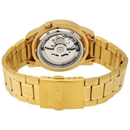 Seiko 5 guld tone rustfrit stål sort skive 21 juveler automatisk SNKK22K1 herreur