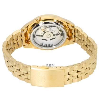 Seiko 5 guldfarvede rustfrit stål hvid skive 21 juveler automatisk SNKL26K1 herreur