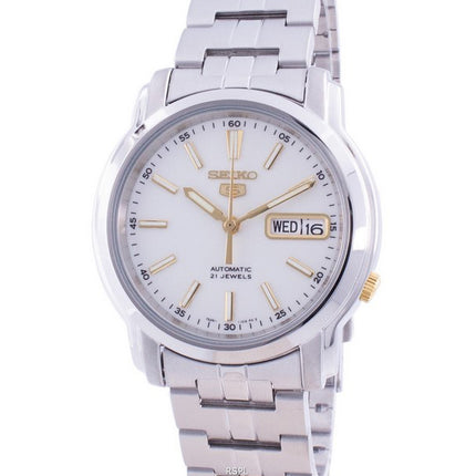 Seiko 5 automatisk hvid urskive SNKL77 SNKL77K1 SNKL77K Herreur