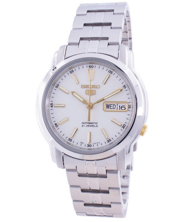 Seiko 5 automatisk hvid urskive SNKL77 SNKL77K1 SNKL77K Herreur