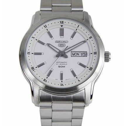 Seiko 5 automatisk hvid urskive SNKP09 SNKP09K1 SNKP09K Herreur