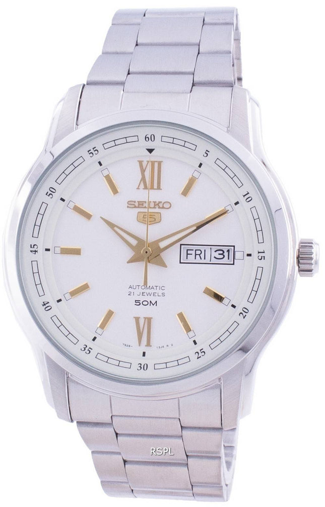 Renoveret Seiko 5 automatisk hvid urskive SNKP15 SNKP15K1 SNKP15K herreur