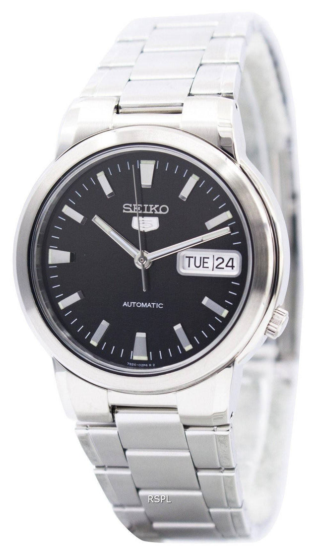 Seiko 5 automatiske sort urskive SNXE91 SNXE91K1 SNXE91K Herreur