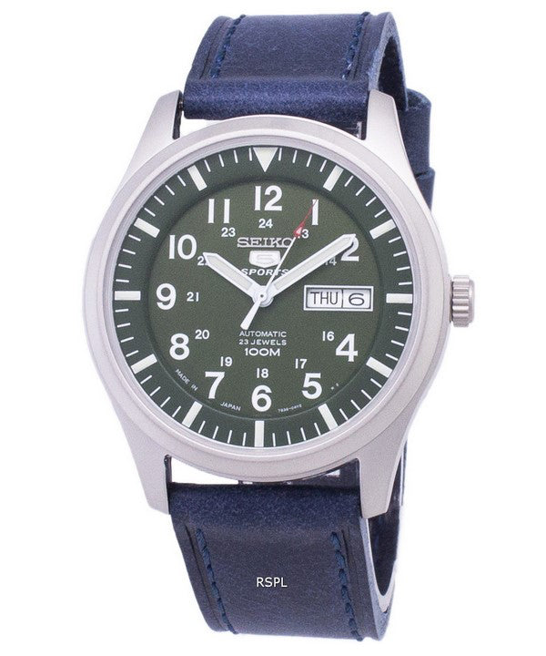 Seiko 5 sport SNZG09J1-LS13 Japan gjort mørk blå læder rem Herreur