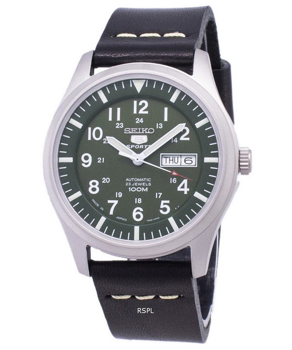 Seiko 5 sport SNZG09J1-LS14 Japan lavet sort læder rem Herreur