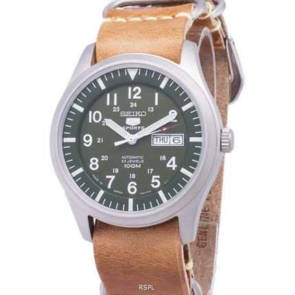 Seiko 5 sport SNZG09J1-LS18 Japan gjort brun læder rem Herreur