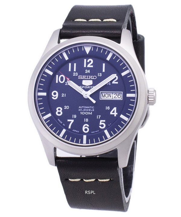 Seiko 5 sport SNZG11J1-LS14 automatisk sort læder rem Herreur