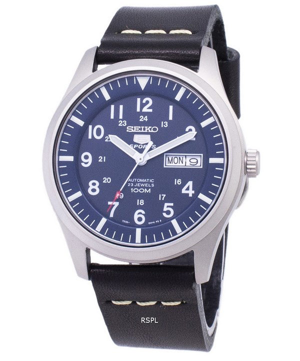 Seiko 5 sport SNZG11K1-LS14 automatisk sort læder rem Herreur