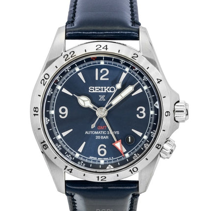 Seiko Prospex Alpinist GMT læderrem blå urskive automatisk SPB377J1 200M herreur