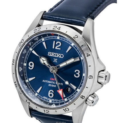 Seiko Prospex Alpinist GMT læderrem blå urskive automatisk SPB377J1 200M herreur