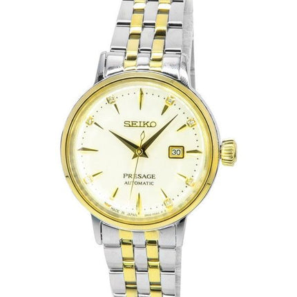 Seiko Presage Cocktail Time White Lady Diamond Accenter Guldskive Automatisk SRE010J1 dameur