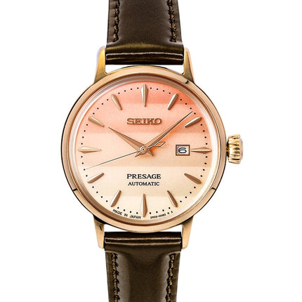 Seiko Presage Cocktail Limited Edition læderrem rosaguld urskive automatisk SRE014J1 dameur