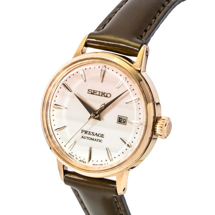 Seiko Presage Cocktail Limited Edition læderrem rosaguld urskive automatisk SRE014J1 dameur