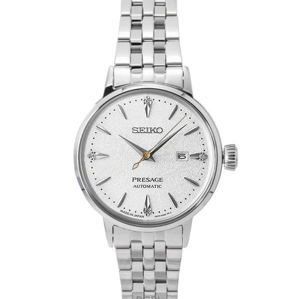 Seiko Presage Cocktail Diamond Accents rustfrit stål sølv urskive automatisk SRE017J1 dameur