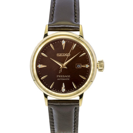Seiko Presage Cocktail diamant accenter læderrem automatisk SRE020J1 kvinders ur