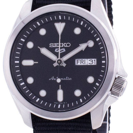 Renoveret Seiko 5 Sports sort urskive nylonrem automatisk SRPE67 SRPE67K1 SRPE67K 100M herreur