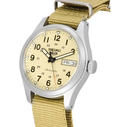 Seiko 5 Sports Desert Kit Midfield Nylon Strap Cream Dial Automatisk SRPJ83K1 100M herreur