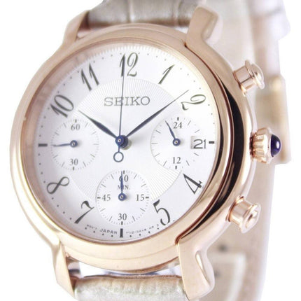 Seiko Quartz Chronograph kalveskind rem SRW872P1 SRW872P kvinders ur