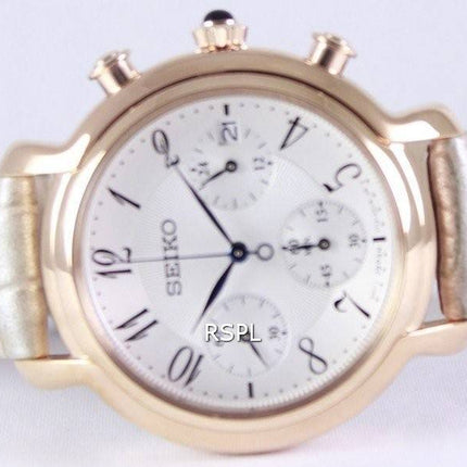 Seiko Quartz Chronograph kalveskind rem SRW872P1 SRW872P kvinders ur