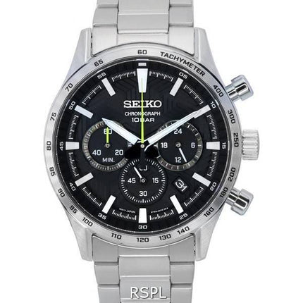 Renoveret Seiko Urban Sports Chronograph sort urskive kvarts SSB413 SSB413P1 SSB413P 100M herreur