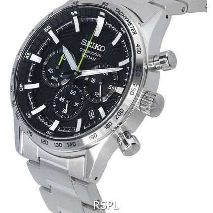Renoveret Seiko Urban Sports Chronograph sort urskive kvarts SSB413 SSB413P1 SSB413P 100M herreur