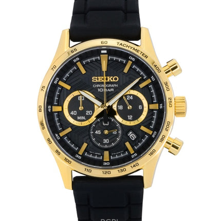 Seiko Sport Chronograph Silikonerem Sort Skive Quartz SSB446P1 100M Herreur