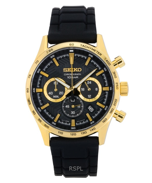 Seiko Sport Chronograph Silikonerem Sort Skive Quartz SSB446P1 100M Herreur