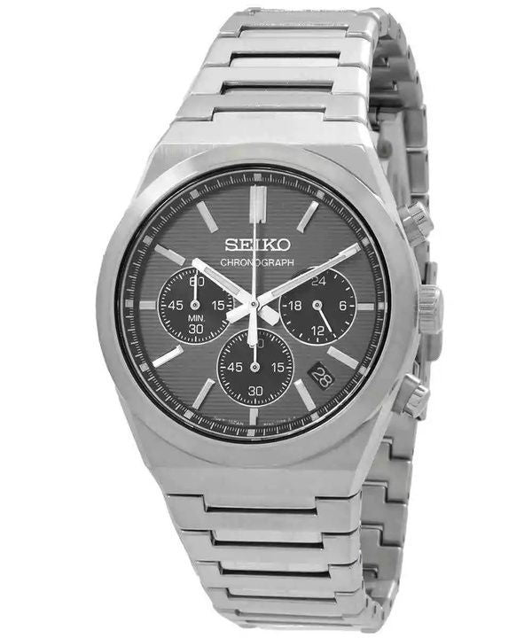 Seiko Discover More Classic Chronograph Rustfrit Steel Grey Dial Quartz SSB455P1 100M herreur