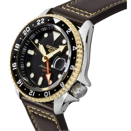 Seiko 5 Sports SKX GMT Læderrem Brun Urskive Automatisk SSK036K1 100M herreur