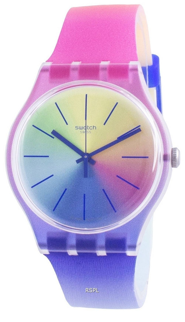 Swatch Multiboost multifarvet urskive silikone rem kvarts SUOK143 herreur