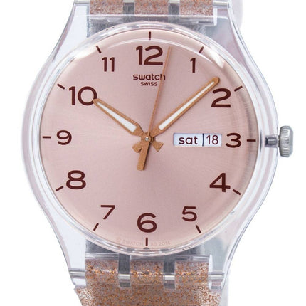 Swatch originaler Pink Glistar Quartz SUOK703 Unisex ur