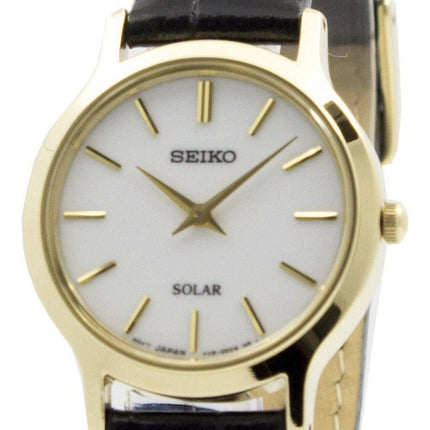Seiko Solar hvid skive læder rem SUP300P1 SUP300P kvinders ur