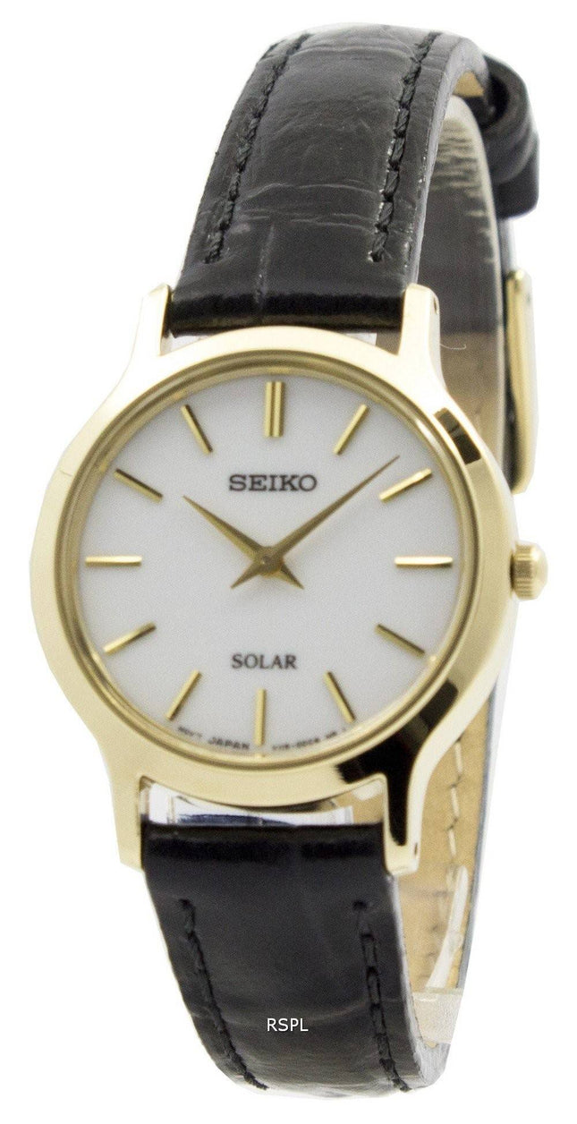 Seiko Solar hvid skive læder rem SUP300P1 SUP300P kvinders ur