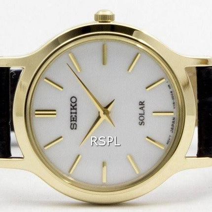 Seiko Solar hvid skive læder rem SUP300P1 SUP300P kvinders ur